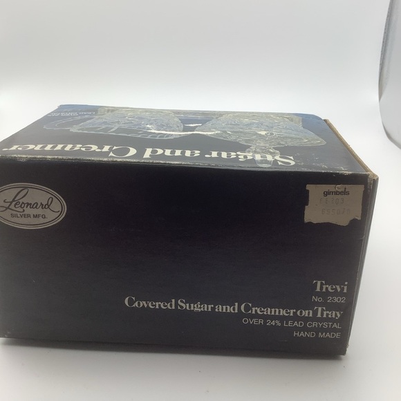 Vintage Leonard Handmade Lead Crystal Covered Sugar, Creamer and Tray Set - Picture 13 of 16